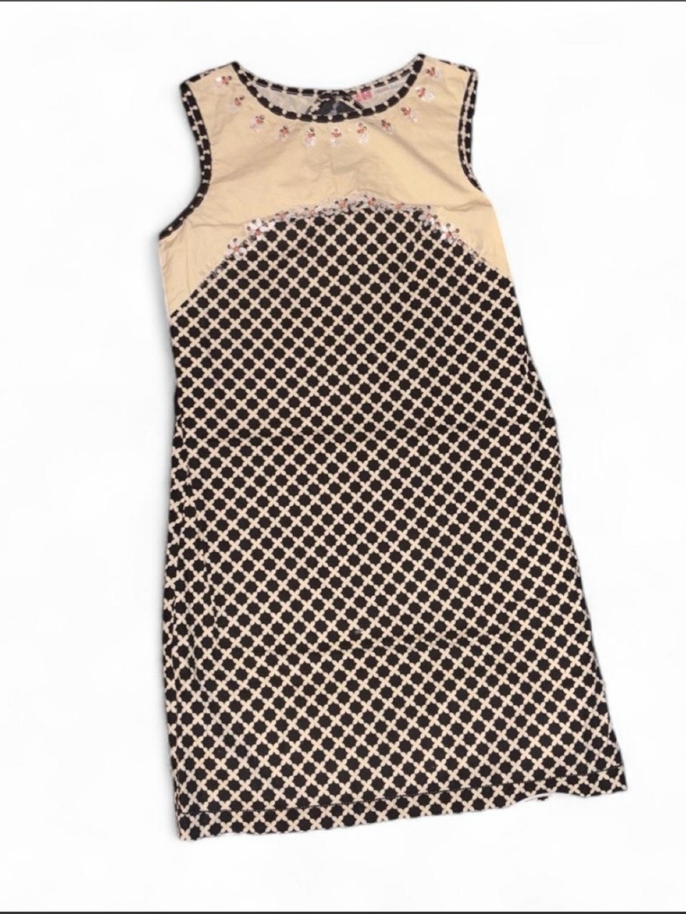 Chelsea and Violet shift Black and Cream Sleeveless shift dress